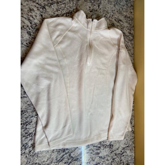 L.L. Bean Large White Pullover Top 1/4 Zip Fleece Cozy Gorpcore Outdoor - Picture 7 of 13